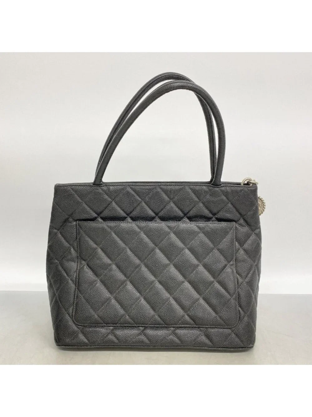 Chanel Tote Reissue Caviar Leather Black Silver